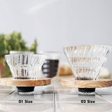 Hario V60 Glass Coffee Dripper Olive Wood - Size 02